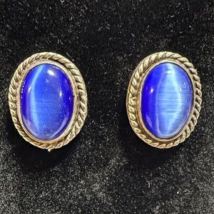 Vintage Cat’s Eye Mexican Sterling Silver Earrings